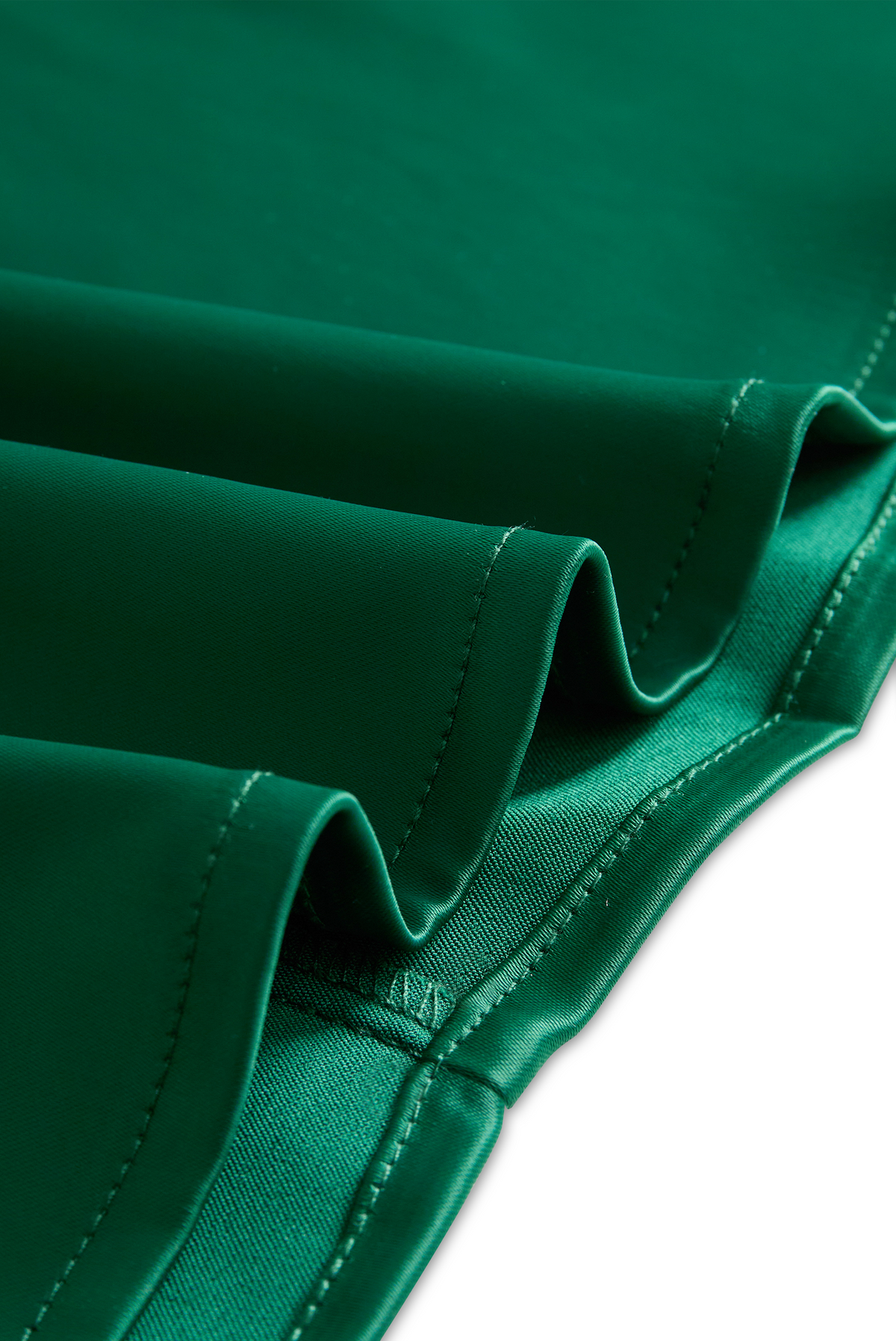 Deep V-Neck Satin Blouse with Lace Details | Emerald Allure