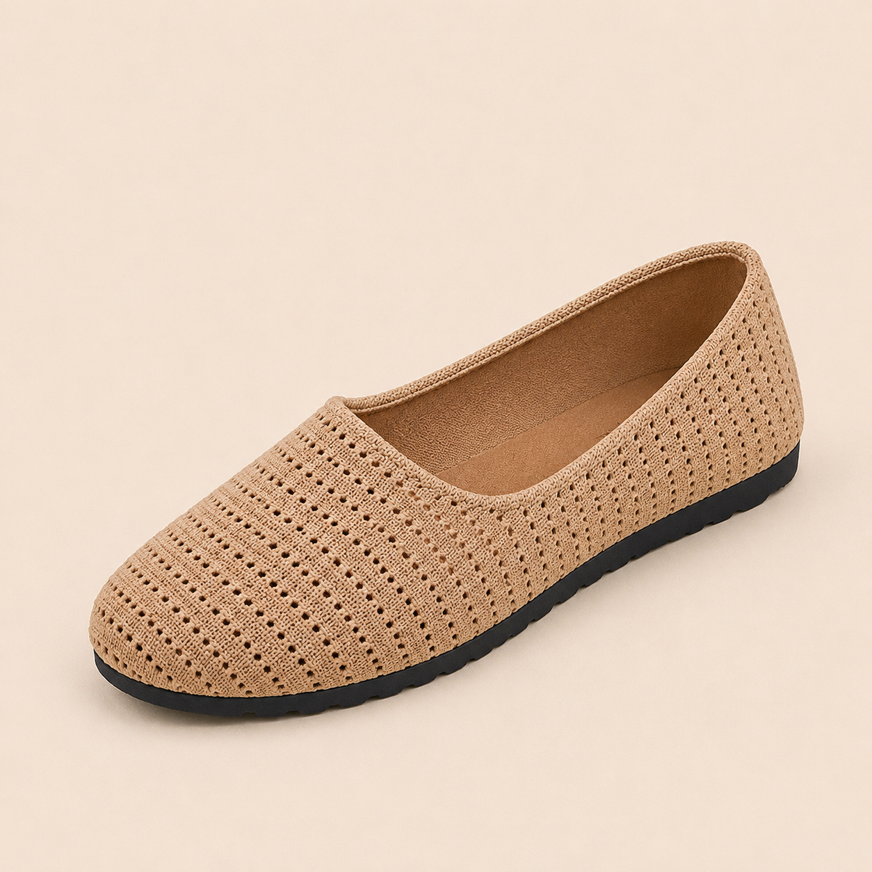 Women Hollow Knit Lightweight Walking Mule Flats