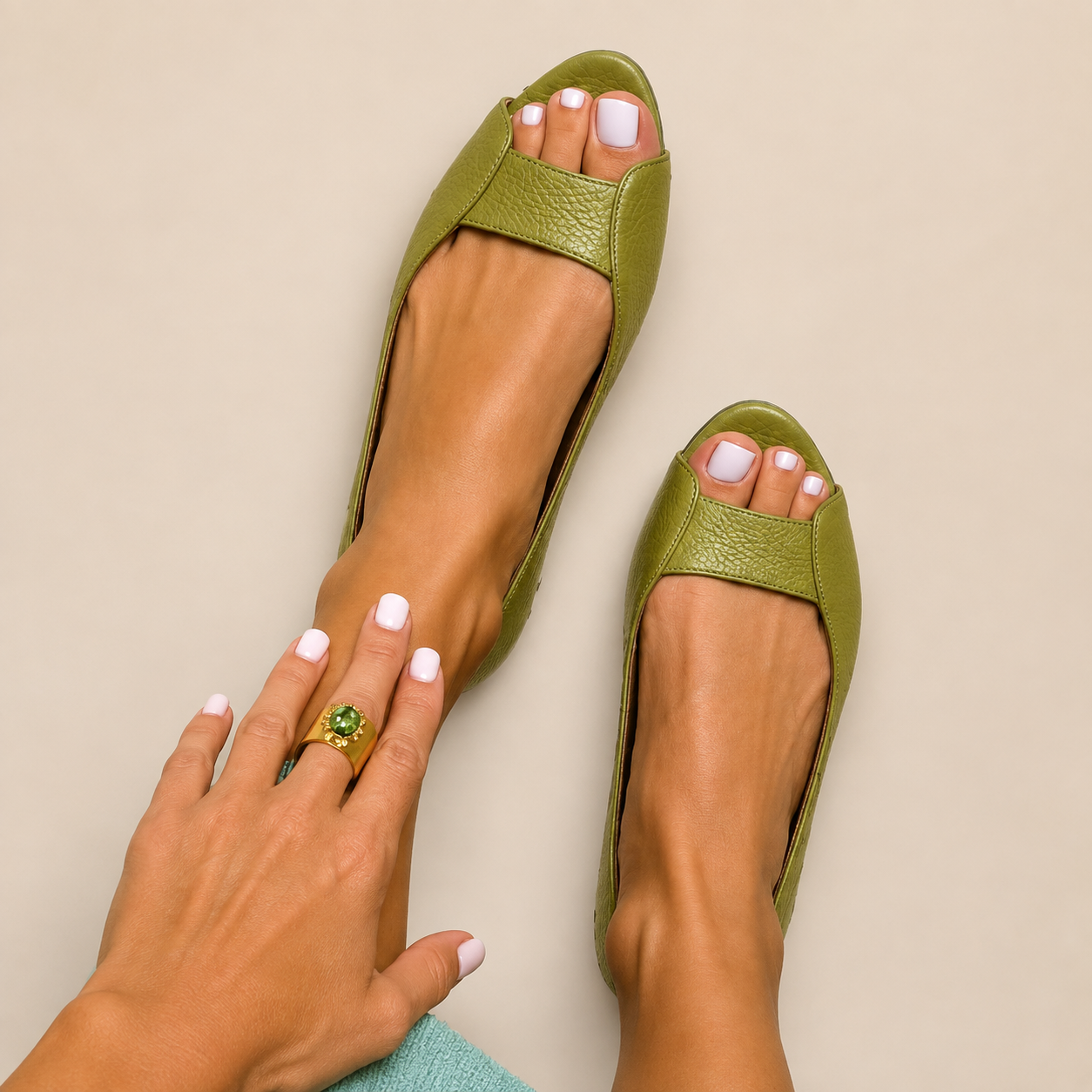 Olivia - Chic Metallic Open-Toe Flats