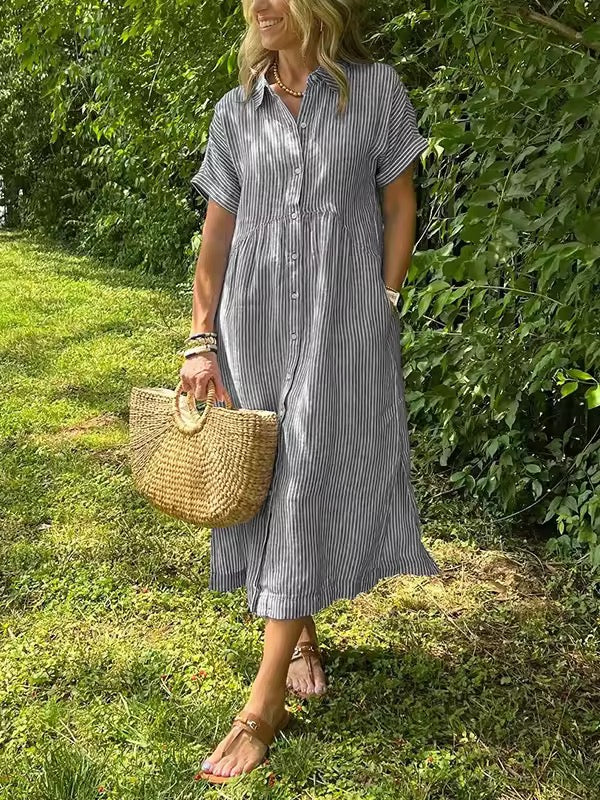 Ishka™ | Striped Shirt Dress