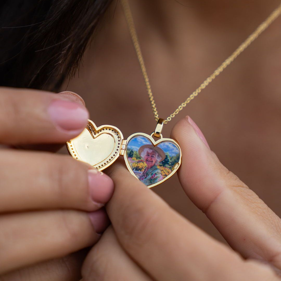 Custom Photo Heart Locket Necklace