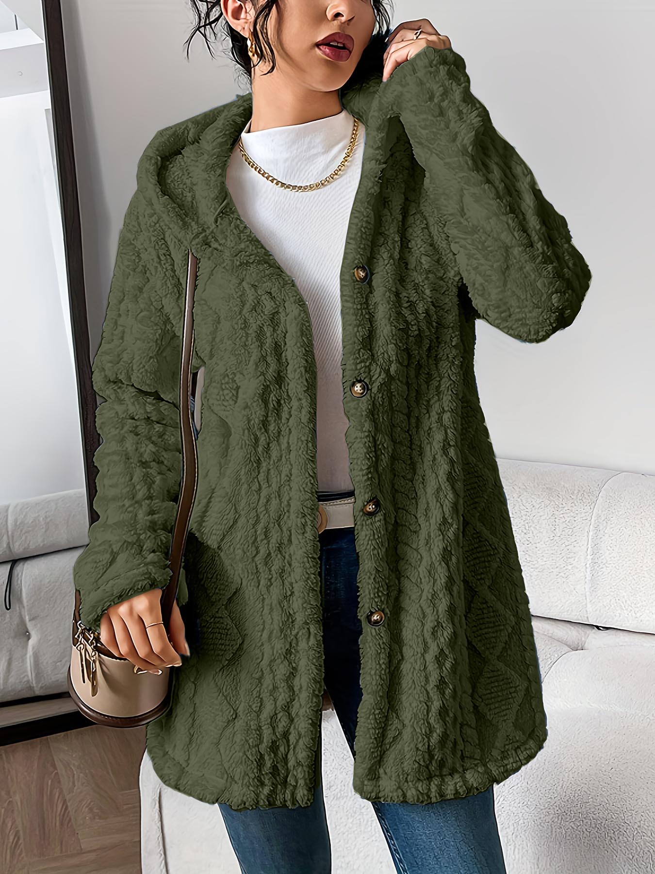 Alice | Fuzzy Fleece Button Down Cardigan
