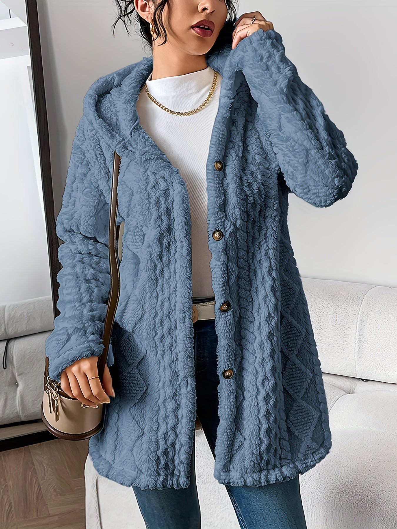 Alice | Fuzzy Fleece Button Down Cardigan