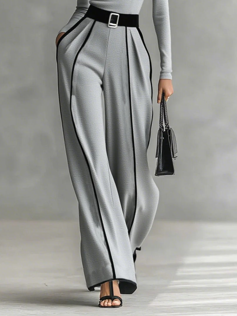 Solana | Long Sleeve Turtleneck and Wide Leg Pants Set with Belt