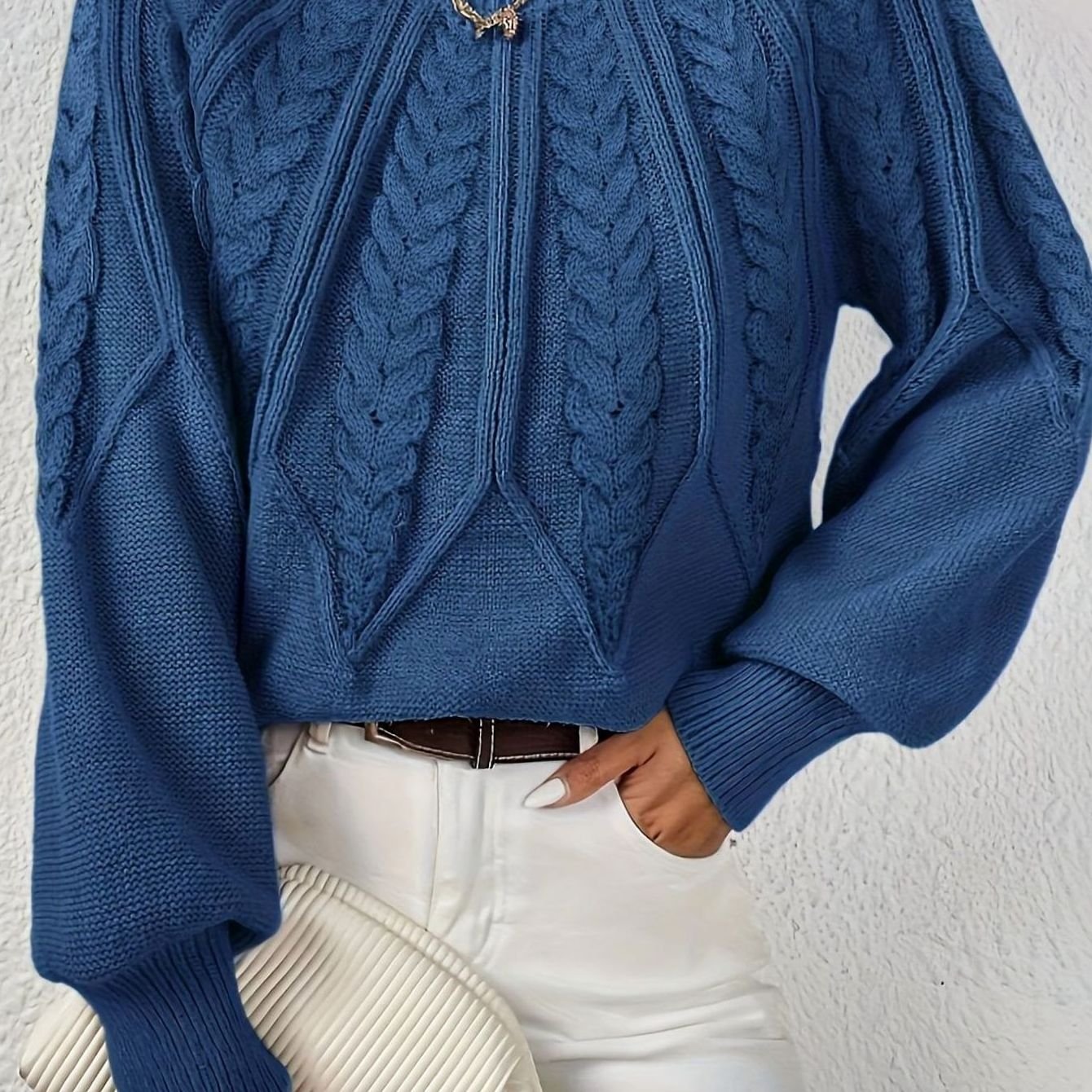Scarlett | Women's Cable-Knit Raglan-Sleeve Round-Neck Sweater