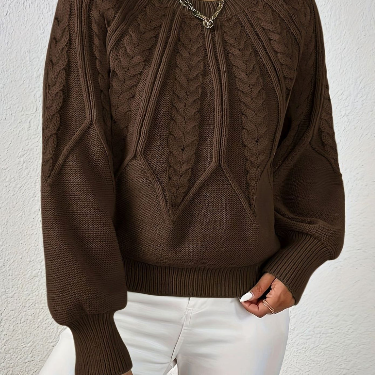 Scarlett | Women's Cable-Knit Raglan-Sleeve Round-Neck Sweater