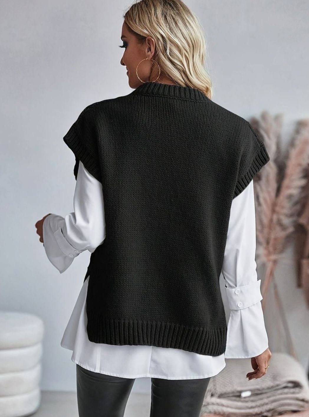 Charlotte | Women's Cable-Knit Sweater Vest Relaxed-Fit Pullover
