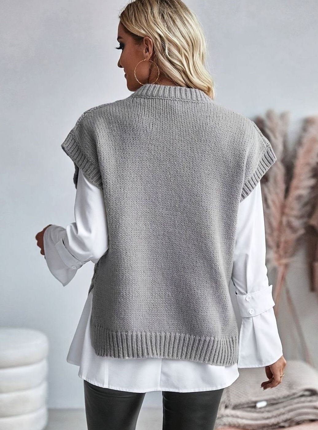 Charlotte | Women's Cable-Knit Sweater Vest Relaxed-Fit Pullover