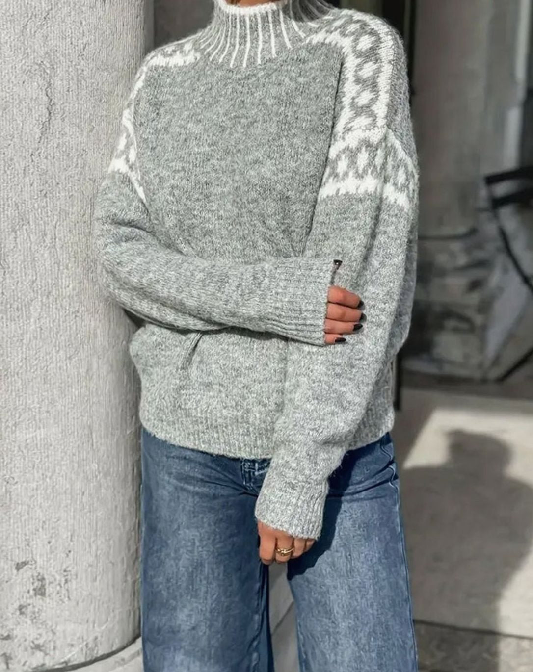 Madison | Women's Fair Isle Turtleneck Relaxed-Fit Knit Sweater