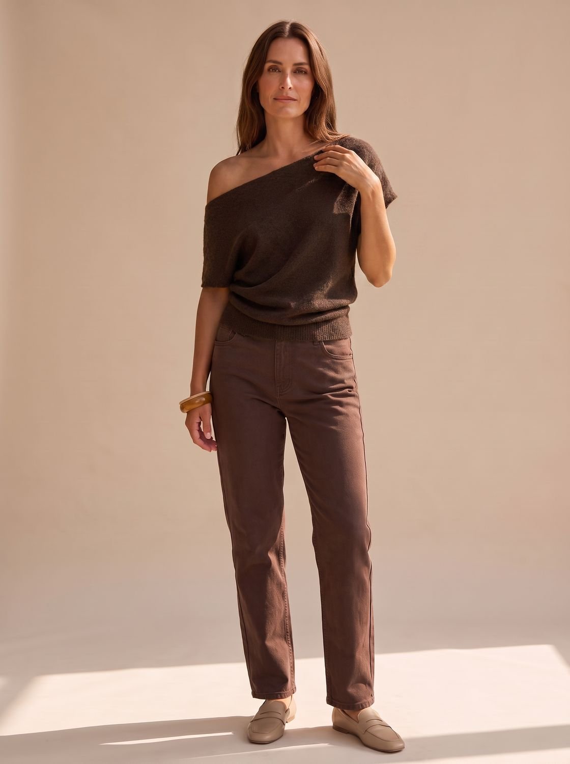 Aria | Women's Off-Shoulder Short-Sleeve Soft Knitwear Sweater