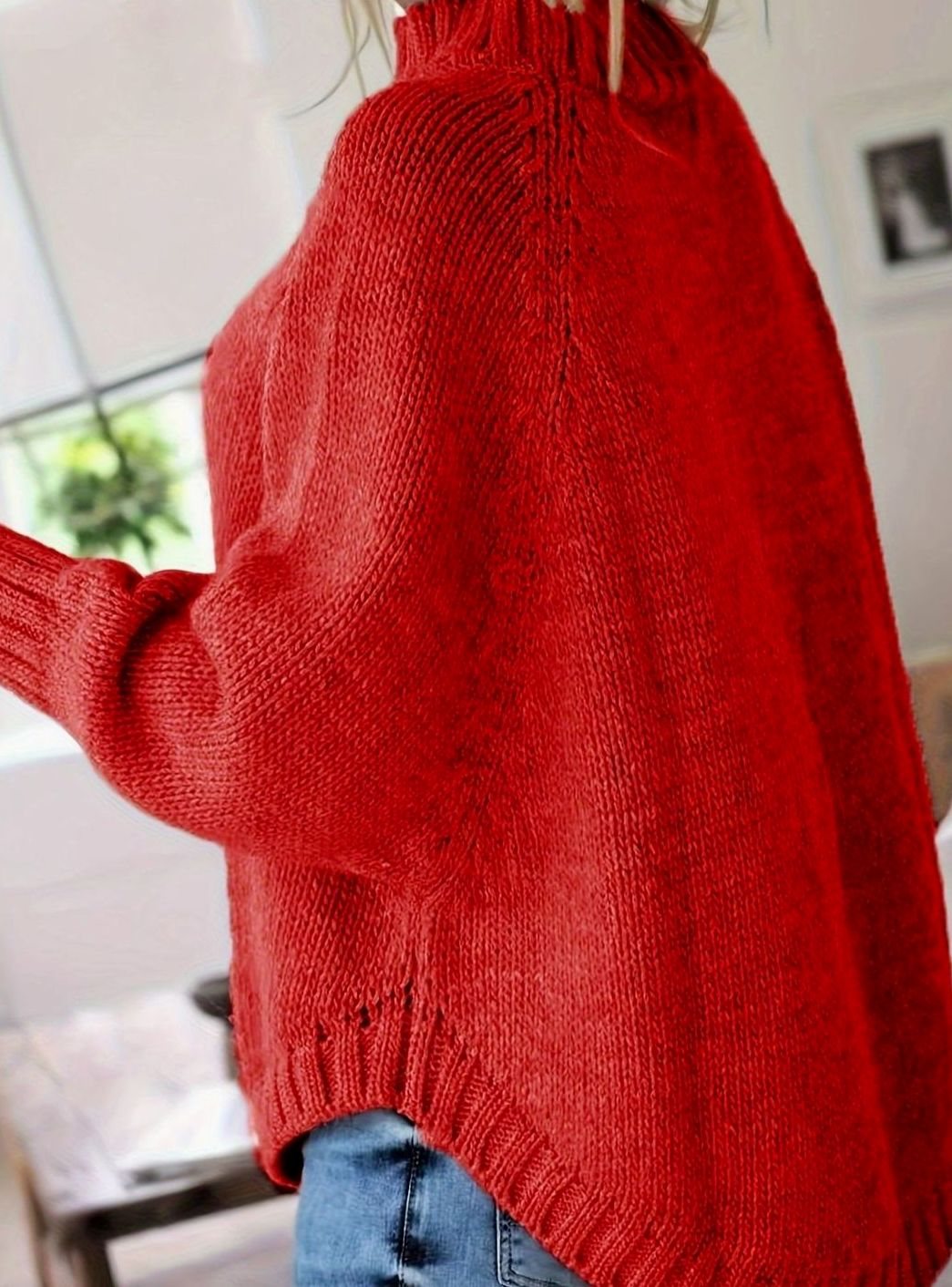 Olivia | Women's Oversized Cable Knit High-Neck Sweater