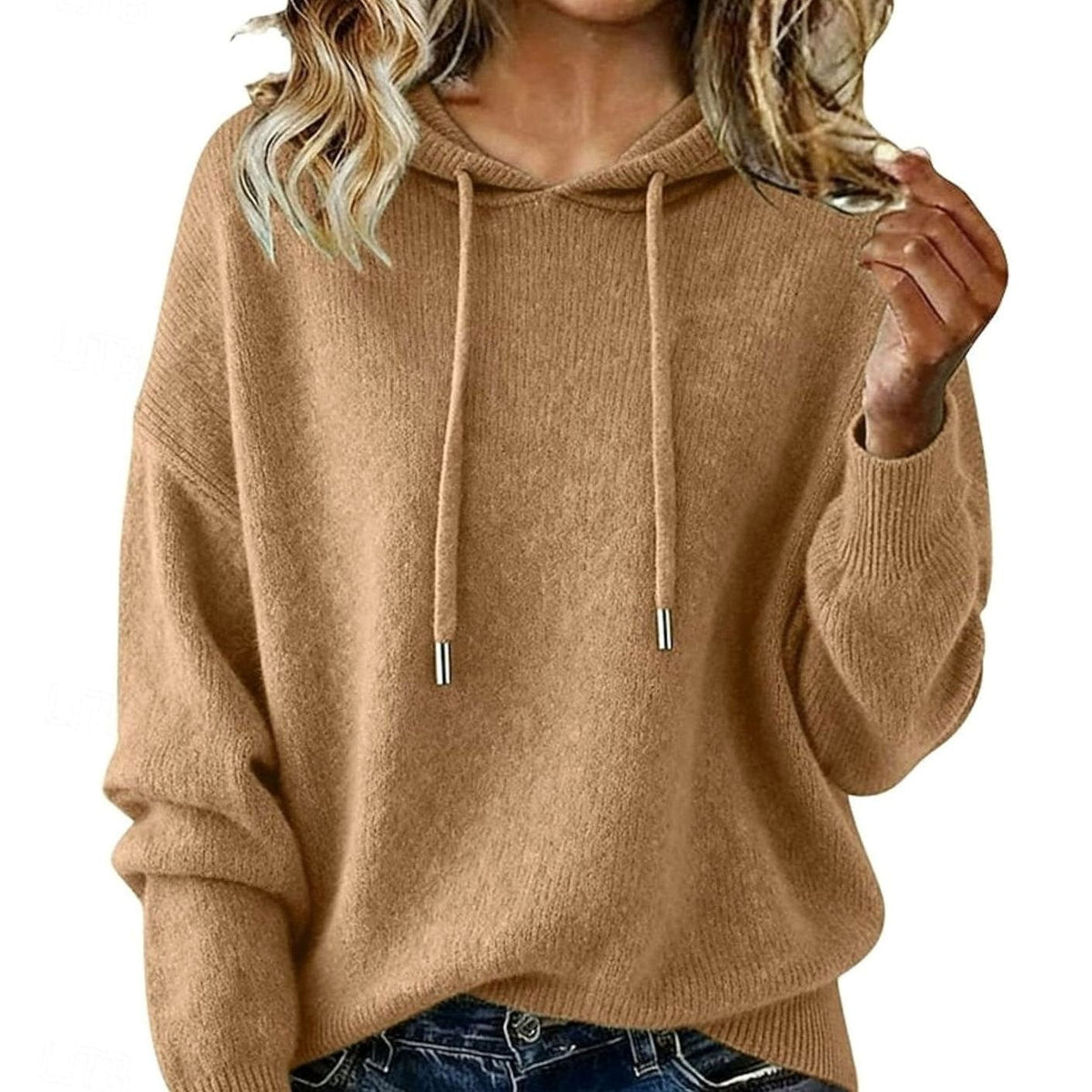 Olivia | Women's Relaxed-Fit Hooded Knit Sweater Drawstring Pullover