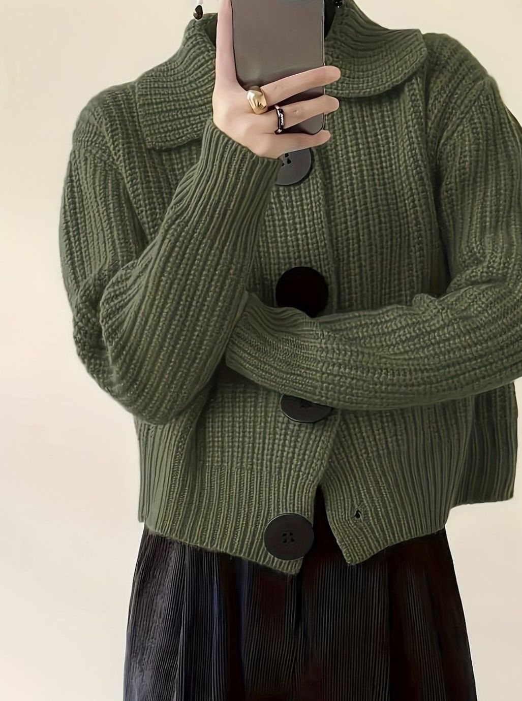 Evelyn | Women's Relaxed-Fit Ribbed Knit Sweater Folded Collar Pullover