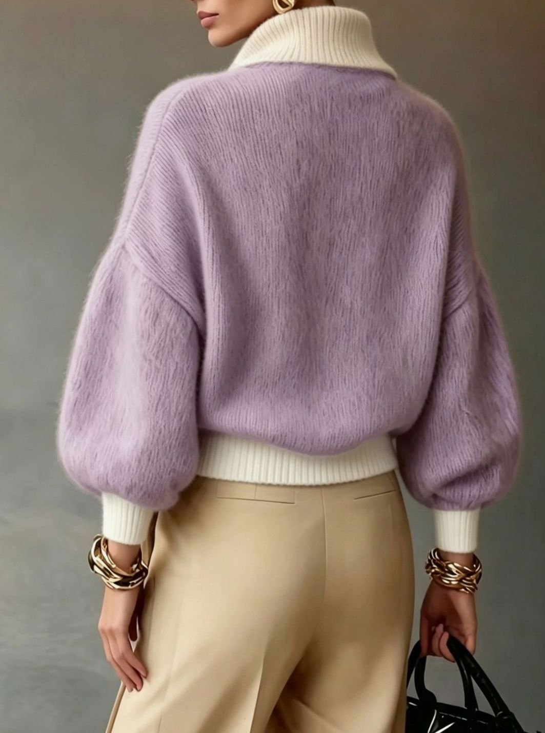 Eleanor | Women's Relaxed Half-Zip Fuzzy Knit Pullover Sweater