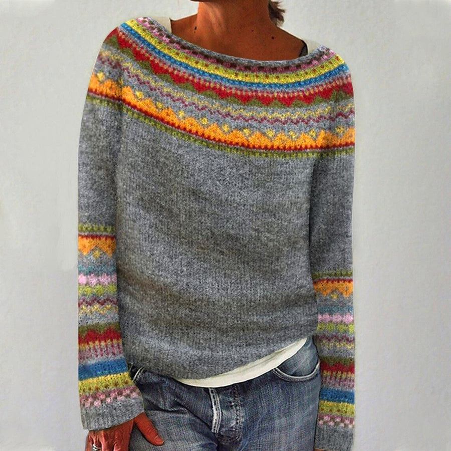 Aria | Women's Retro Colorful Striped Knit Pullover Sweater